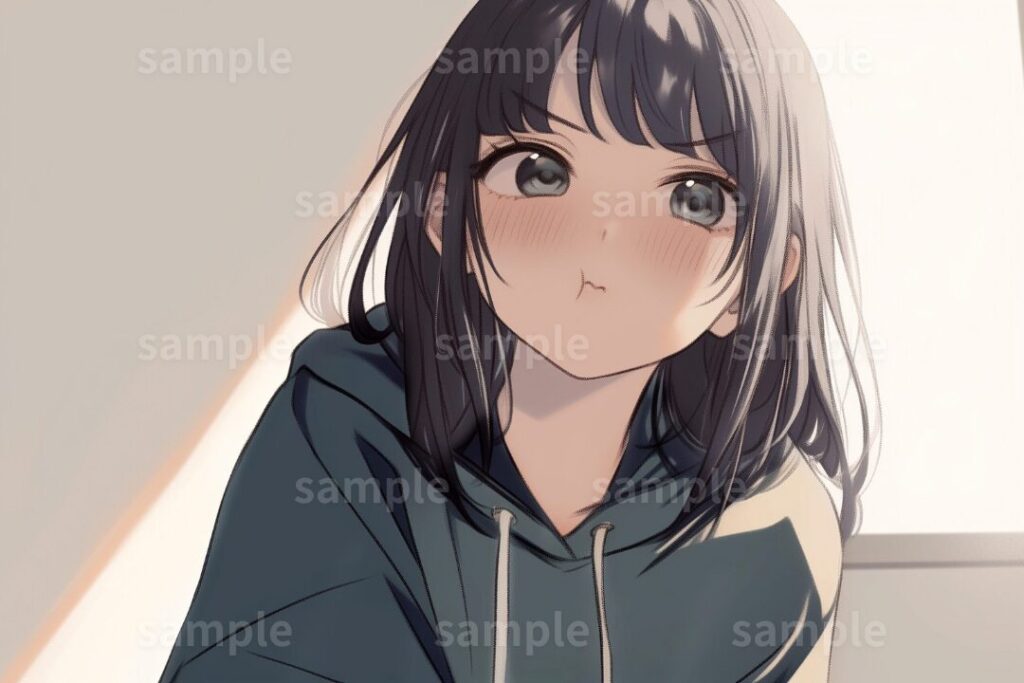 ふてくされパーカー女子