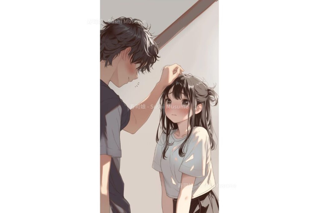 頭ポンっ：イラスト