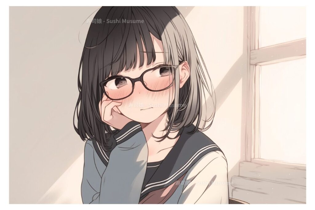 モジモジする女の子イラスト