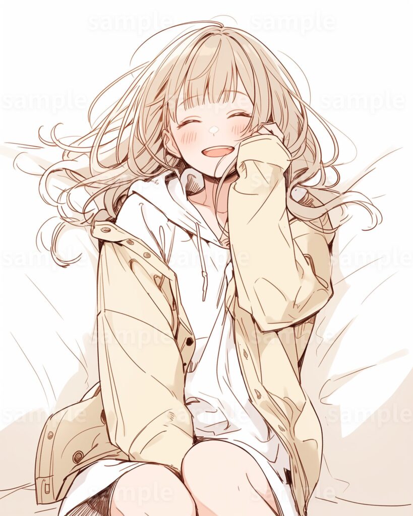 笑顔のパーカー女子