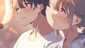 花火を見るカップル０