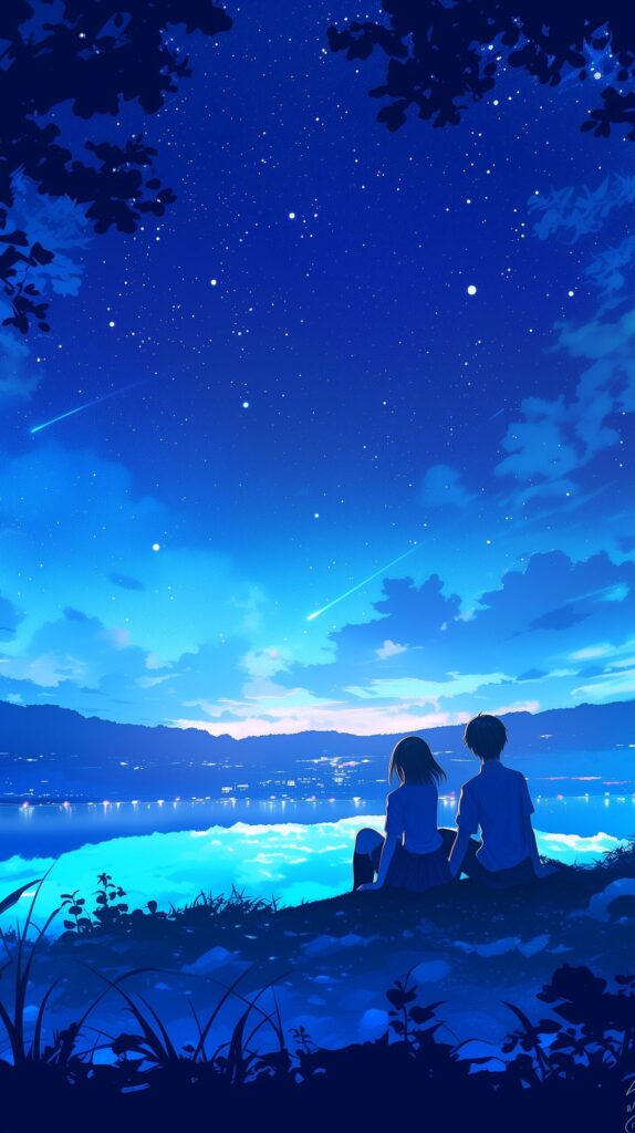 【壁紙】夏恋アコースティックver.配信記念「星空を見上げるカップルイラスト」