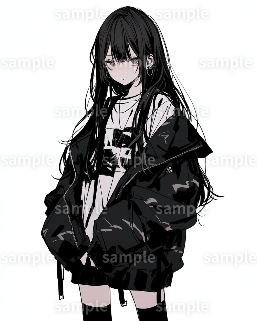 黒のジャケットを着たかっこいい女の子