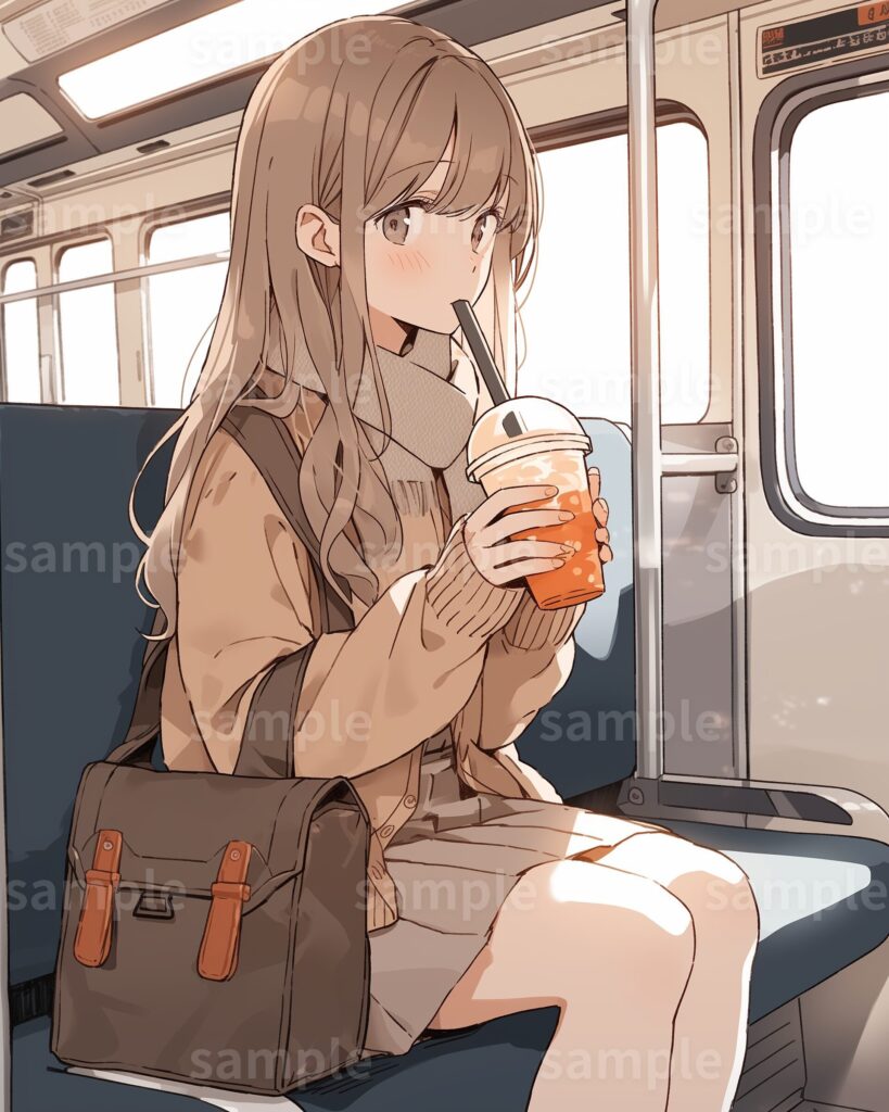 タピオカを飲むかわいい女の子イラスト3選 - ②