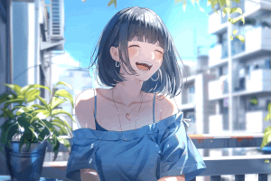 【GIF】笑顔が可愛い黒髪ボブの女の子