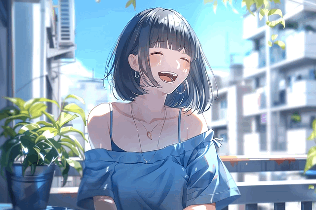 【GIF】笑顔が可愛い黒髪ボブの女の子