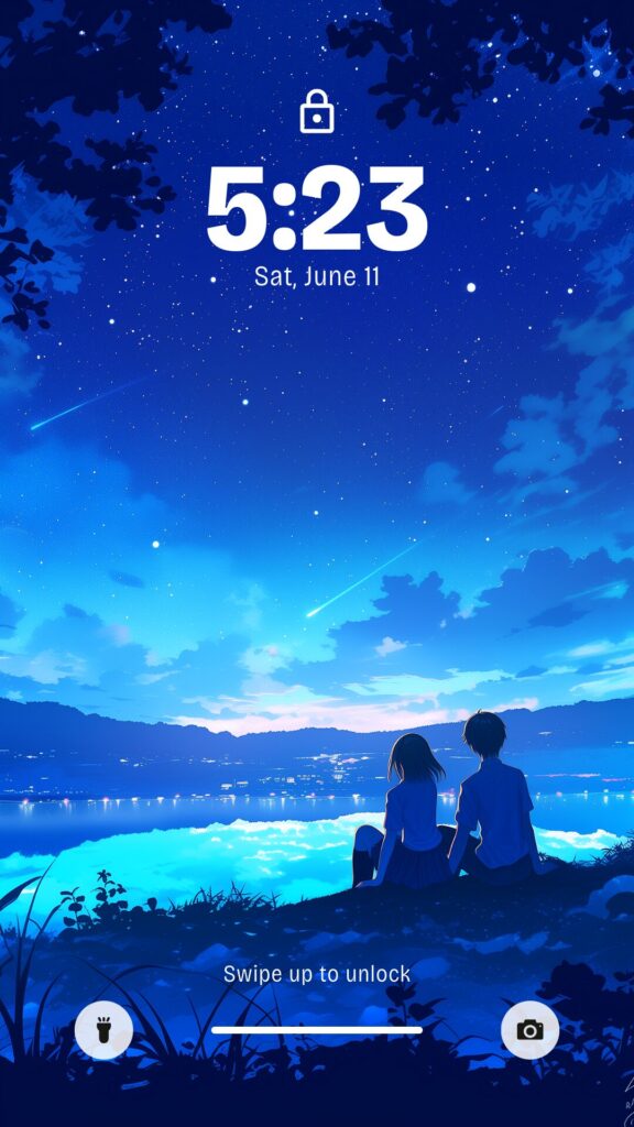【壁紙】夏恋アコースティックver.配信記念「星空を見上げるカップルイラスト」