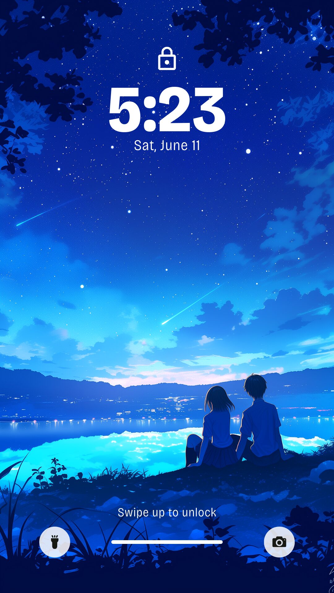 【壁紙】夏恋アコースティックver.配信記念「星空を見上げるカップルイラスト」