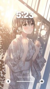 【壁紙】浴衣を着て夏祭りに参加するかわいい女の子イラスト