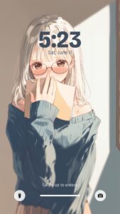 【壁紙】遠くから彼を見つめる図書館女子のイラスト