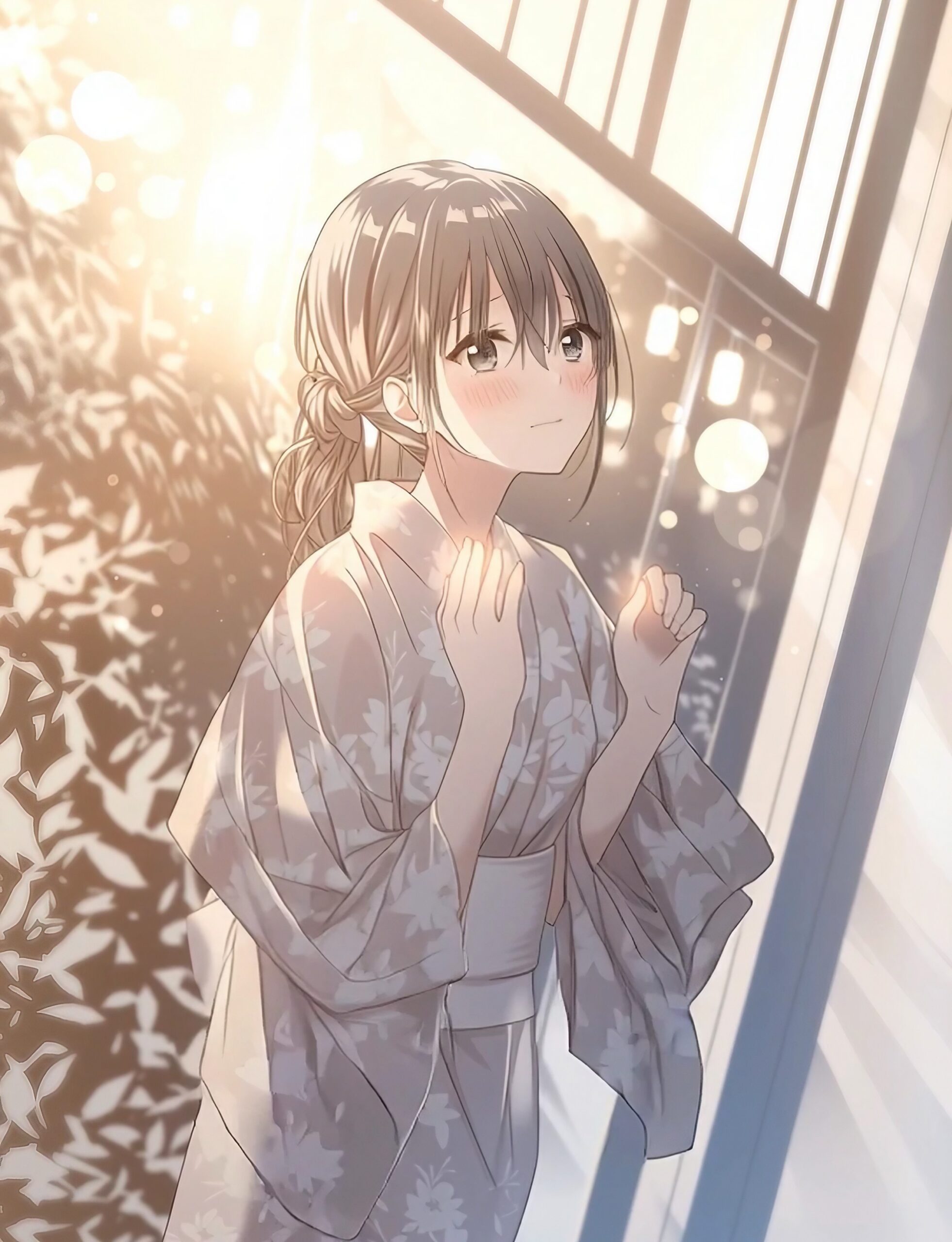 【壁紙】浴衣を着て夏祭りに参加するかわいい女の子イラスト