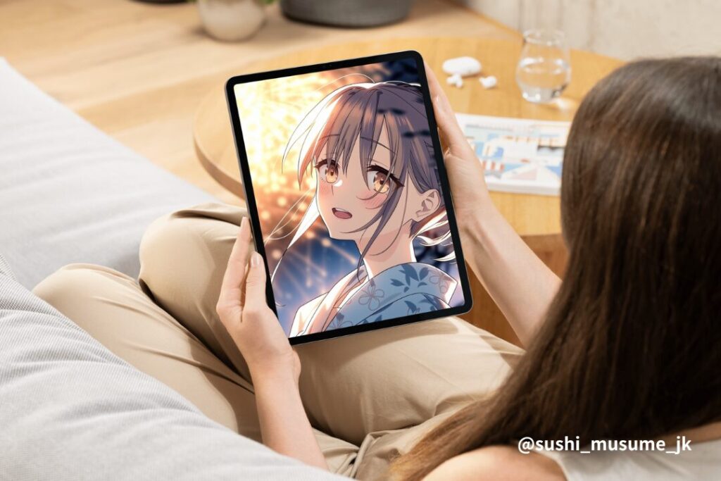 【VIP】花火大会に来た浴衣姿の美しい女性イラスト2枚