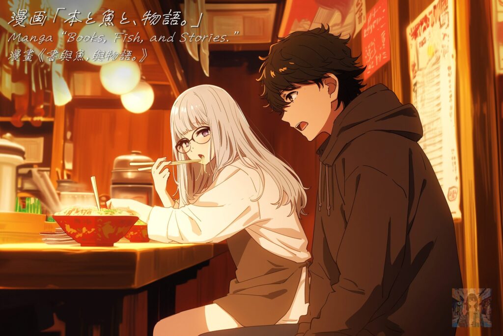 「本と魚と、物語。」漫画に登場するイラスト紹介:ラーメン屋での一コマ