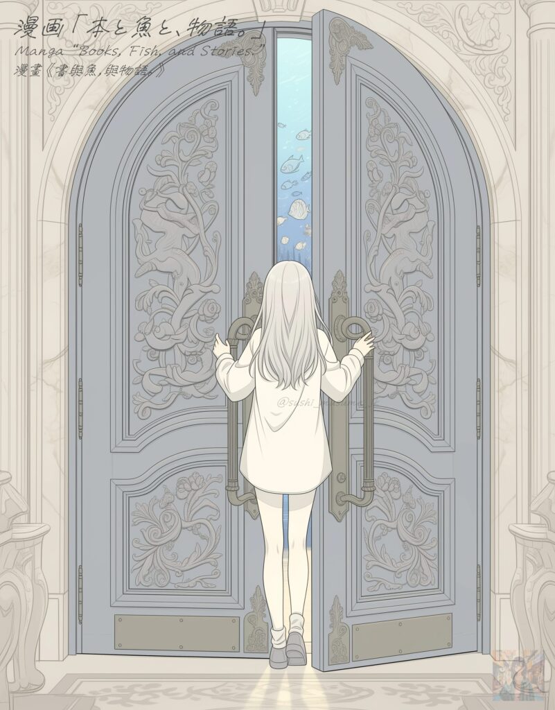「本と魚と、物語。」漫画に登場するイラスト紹介:自宅の玄関