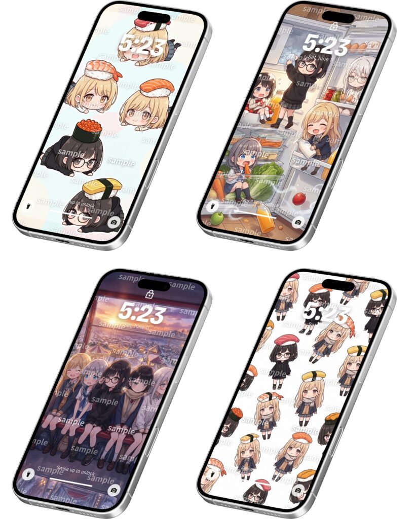 漫画「寿司娘の日常」/ Manga：Sushi Musume's Daily Life　壁紙イラスト