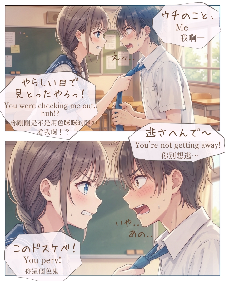 【漫画】三つ編みちゃんは、逃さへん!|寿司娘