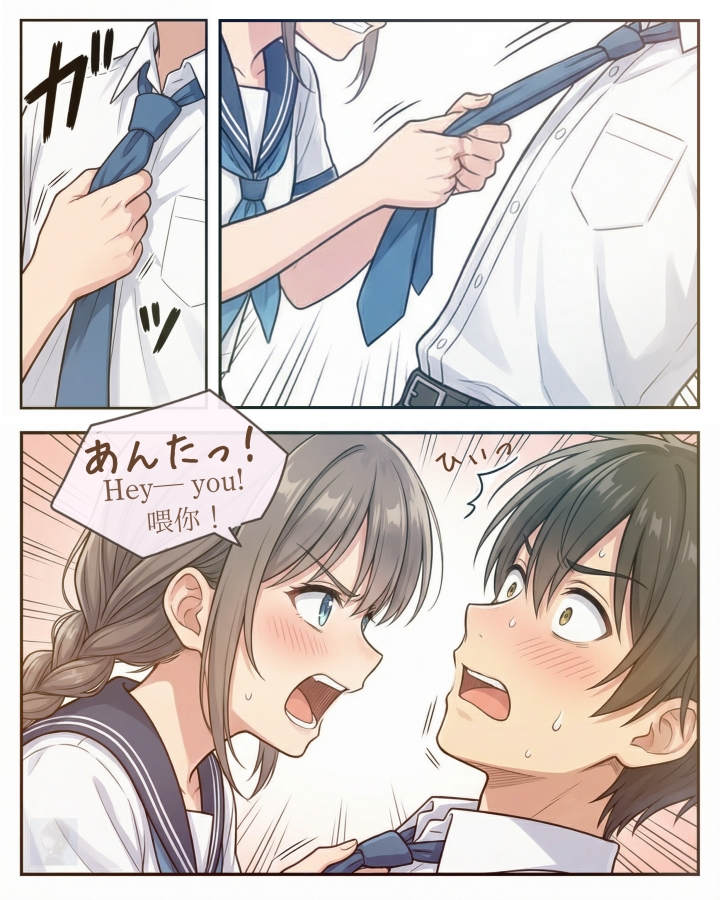 【漫画】三つ編みちゃんは、逃さへん!|寿司娘